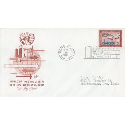 ZAYIX - United Nations 185-186 FDC Artmaster UNIDO set addressed 032723SM22