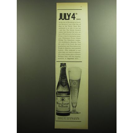 1958 Wurzburger Hofbrau Beer Ad - July 4th 1643
