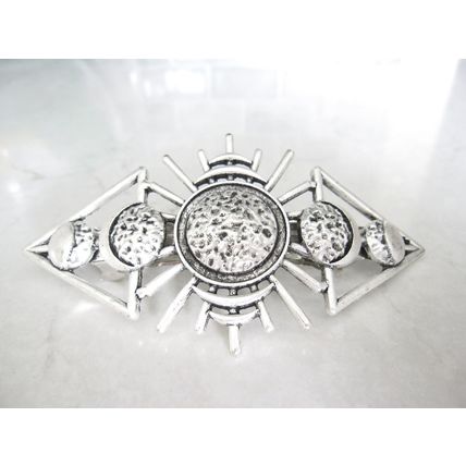 Long silver metal celtic viking nordic metal filigree hair clip barrette