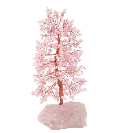 Pink Rose Quartz Gem Tree on a Rose Quartz Base Ornament Gift Home Decor 28 CM