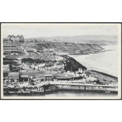 West Cliff, Whitby, Yorkshire, c.1930s - Valentine's Silveresque Postcard