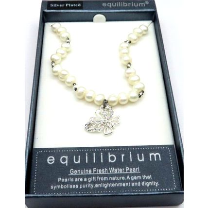 Butterfly Pendant on a White Pearl Fresh Water Necklace Boxed Ladies Gift