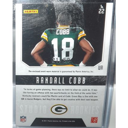 2011 Rookies & Stars RANDALL COBB (Packers) Studio Rookies patch #22 21/50