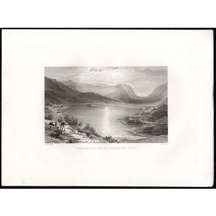 GRASSMERE FROM LOUGHRIGG FELL 1858 George Pickering - A. Le Petit ENGRAVING