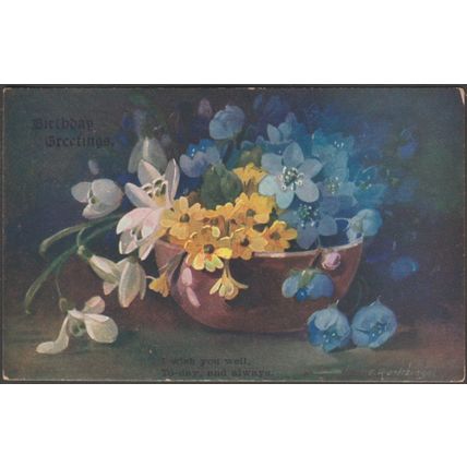 Birthday Greetings, I Wish You Well, c.1910s - Postcard