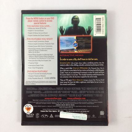 The Cell - 2000 - Horror/Sci-fi - Rated R- Jennifer Lopez - DVD - Used