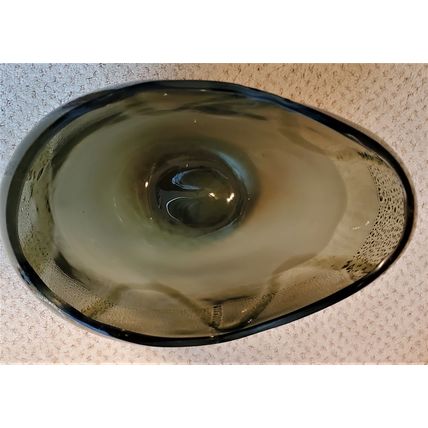 MURANO Venice Original First Quality 1 of 1 Vase Hand Made in Green Etched Glass