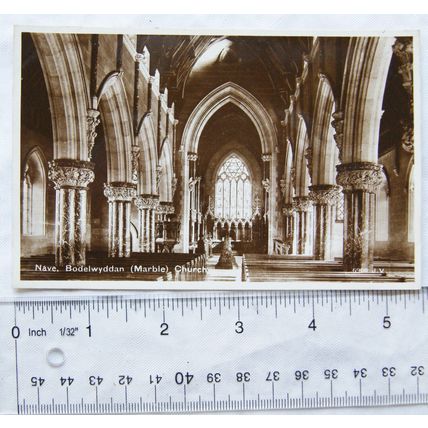 vintage postcard Nave, Bodelwyddan ( Marble ) Church