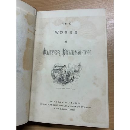 RARE* c1800s "THE WORKS OF OLIVER GOLDSMITH" VICAR WAKEFIELD ANTIQUE BOOK (P6)