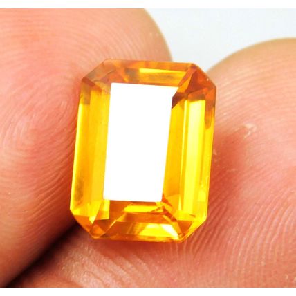 6.75 Ct Natural Emerald Shape Yellow Citrine Brazilian Loose Gemstone