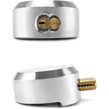 QWORK Heavy Duty Puck Lock and Hasp, 2 Pack High Security Steel Hidden Shackle K