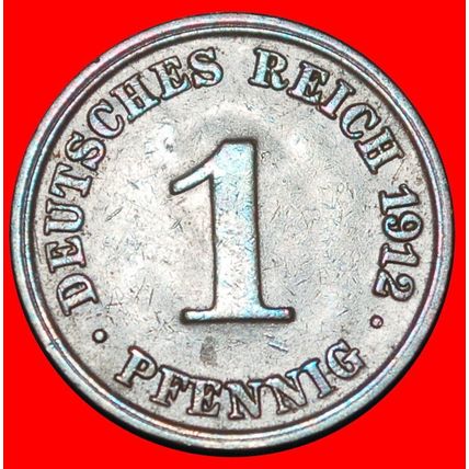Ⰶ EAGLE (1890-1916): GERMANY ★ 1 PFENNIG 1912J HAMBURG! ★LOW START★NO RESERVE