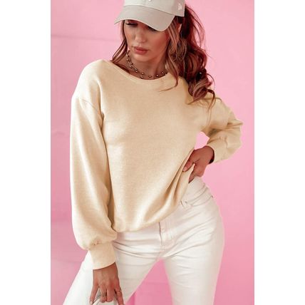 Apricot Bowknot Dewback Round Neck Sweatshirt