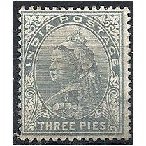 India 1900 SG112 3 Pies Grey Mounted Mint .. .