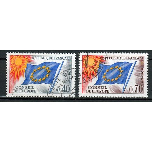 Frankrijk Conseil de L,Europe mi 13,14 gestempeld