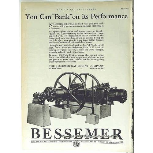 bessemer gas engine company 1928 oil field pump compressors vintage ad