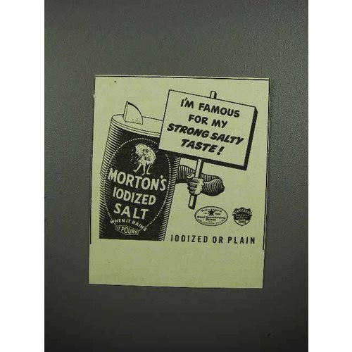 1941 Morton's Iodized Salt Ad - Strong Salty Taste