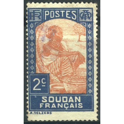 French Sudan 1931 - SG3 - 2c red & blue - Sudanese Woman Marketing - MH