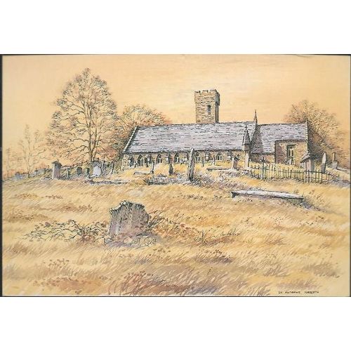 Narberth, Pembrokeshire - Church - local art postcard, 1993