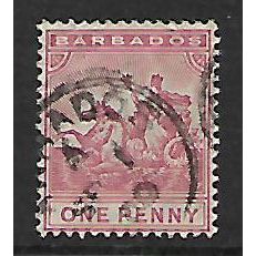 BARBADOS 1892 1d RED SEAL OF COLONY SG 107 FINE USED