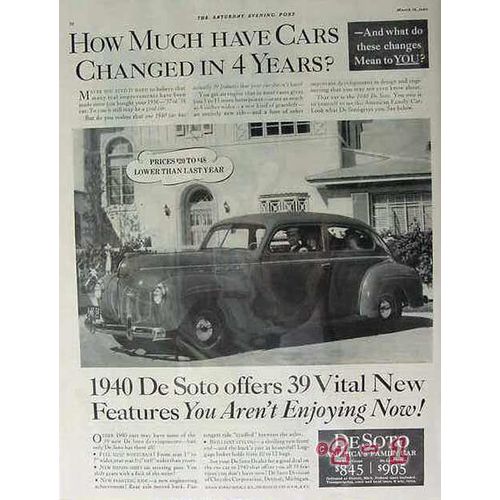 CHRYSLER 1940 have cars changed De Soto vital new features vintage ad