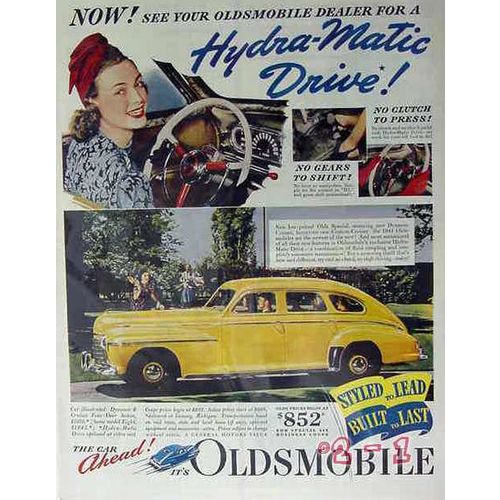 OLDSMOBILE 1941 dealer Hydra-Matic drive dynamic cruiser vintage ad