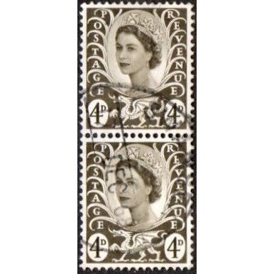 1967-9 Wales Regional Definitives, 4d Value. Sepia. Fine Used Pair