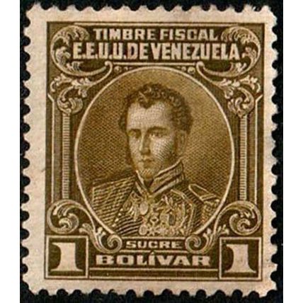 Venezuela 1922 Antonio Jose Sucre y Alcala 1B Used Stamp TIMBRE FISCAL