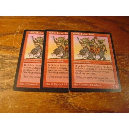 Magic The Gathering, MTG, 3-Cards, 1996, GOBLIN SWINE-RIDER, ex/nm