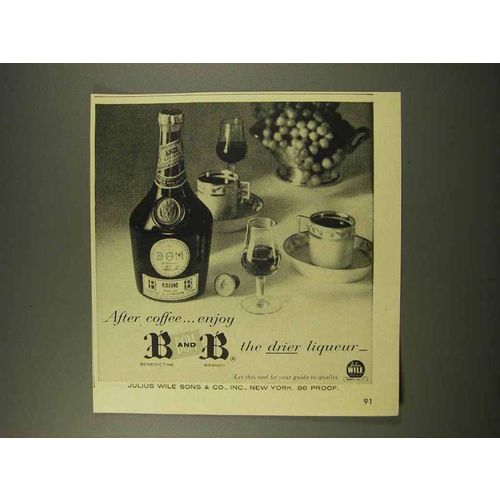 1956 Benedictine B&B Liqueur Ad - After Coffee