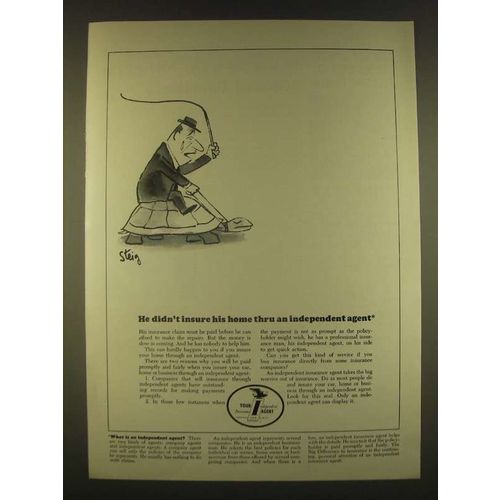 1963 Independent Insurance Agent Ad - art by William Steig - didn't Insure