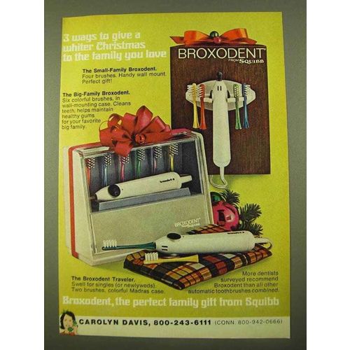 1970 Squibb Broxodent Toothbrush Ad - Christmas