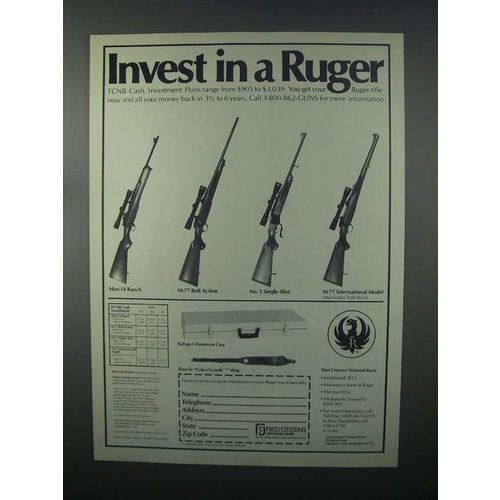 1982 First Citizens National Bank Ad - Ruger Rifles