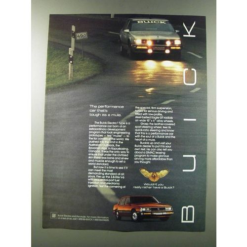 1986 Buick Electra T Type Ad - The performance car that's tough as a mule