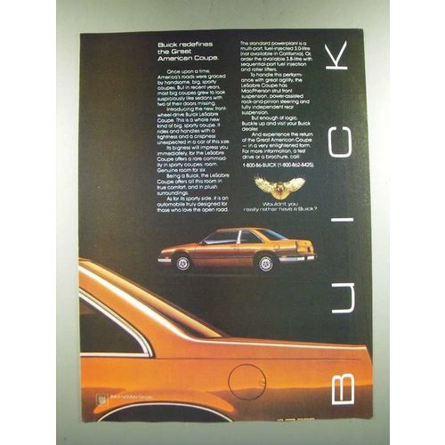 1986 Buick LeSabre Coupe Ad - Redefines the Great American Coupe