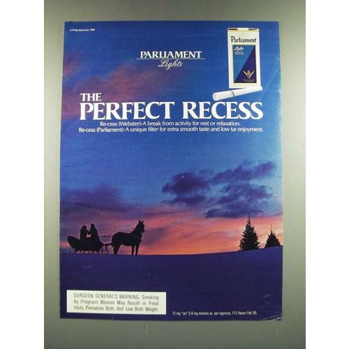 1986 Parliament Lights 100's Cigarettes Ad - The Perfect Recess
