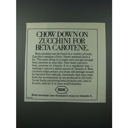 1986 Roche Beta Carotene Ad - Chow Down on Zucchini