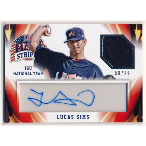 2015 Panini USA Stars and Stripes Materials Signautres 64 Lucas Sims #/ 99 Auto