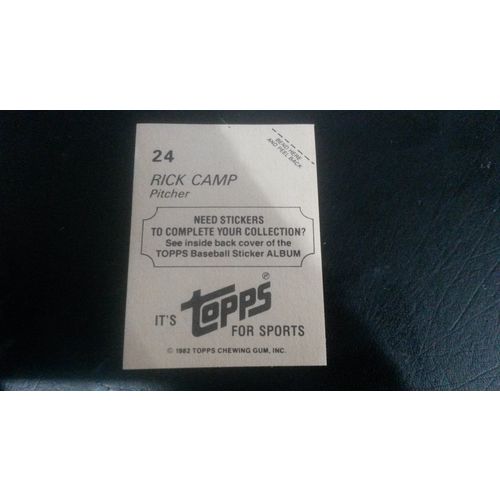 1982 Topps Stickers Card # 024 Rick Camp Excellent (5) Atlanta Braves