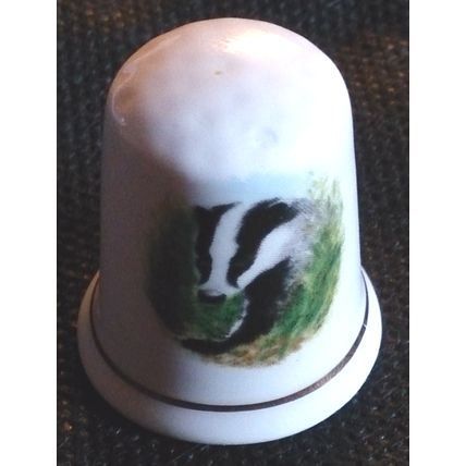 Thimble: English Bone China: Badger