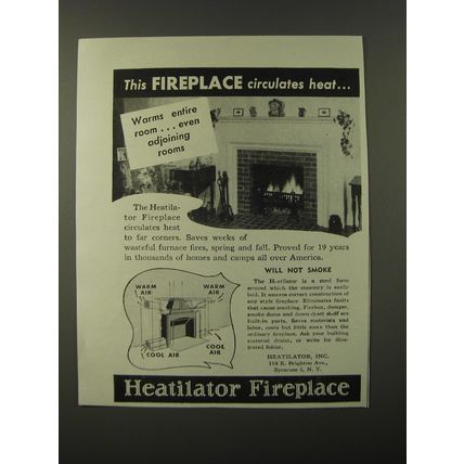 1946 Heatilator Fireplace Ad - This fireplace circulates heat
