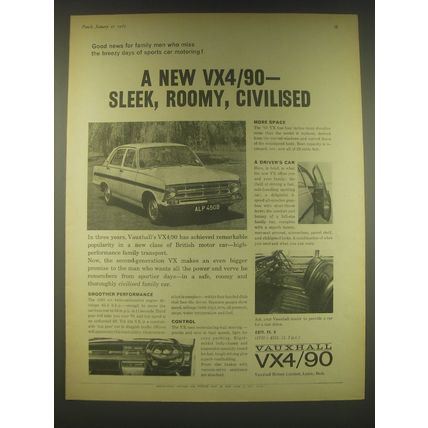 1965 Vauxhall VX4/90 Ad - A new VX4/90 - sleek, roomy, civilised