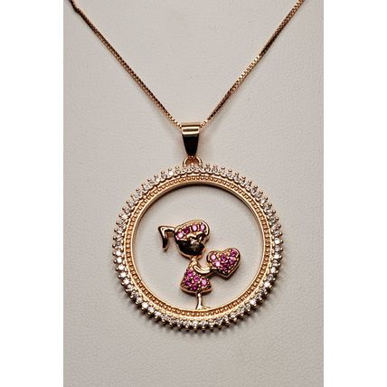 Mother's Day Necklace - Pink Girl Holding Heart