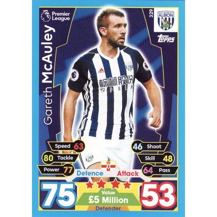 Match Attax 2017/2018 329 Gareth McAuley West Bromwich Albion