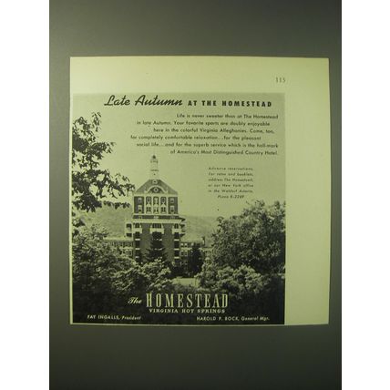 1948 The Homestead Resort Ad - Late Autumn at the Homestead