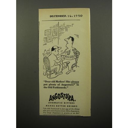 1950 Angostura Aromatic Bitters Ad - cartoon by Virgil Partch - Dear Old Mother