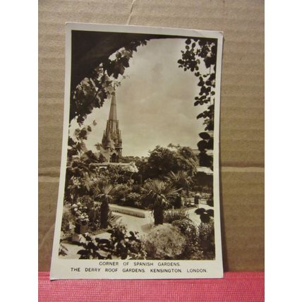Kensington. THE DERRY ROOF GARDENS, London used vintage postcard RP 1954 pm =