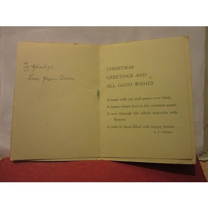 VICTORIAN CHRISTMAS GREETINGS CARD antique by Raphael Tuck PAPER INSERT. =