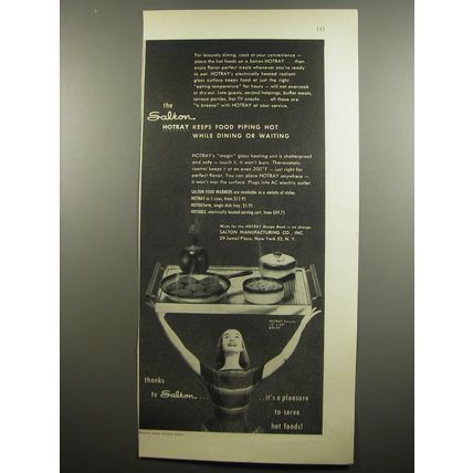1955 Salton Hotray Ad - The Salton Hotray keeps food piping hot while dining