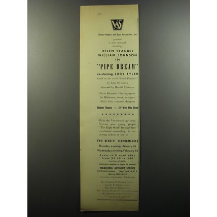 1956 Pipe Dream Musical Play Ad - Richard Rodgers and Oscar Hammerstein